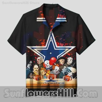 Dallas Cowboys Halloween Scary Print Aloha Shirt for NFL Lovers