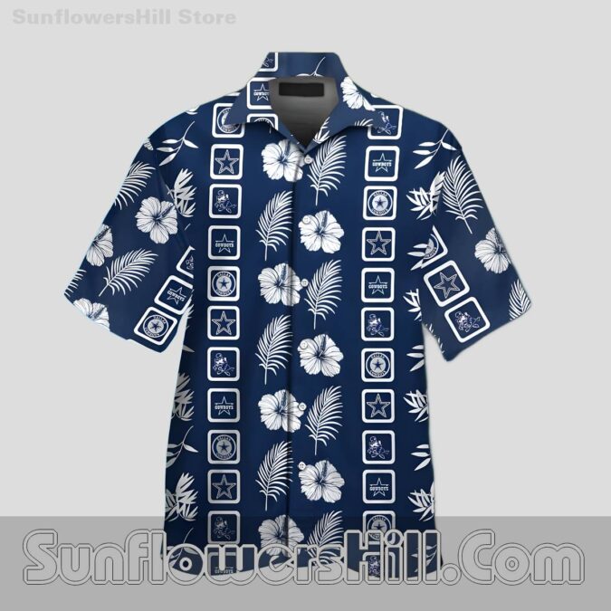 Dallas Cowboys Hibiscus and Leaf Aloha Shirt for Football Fans