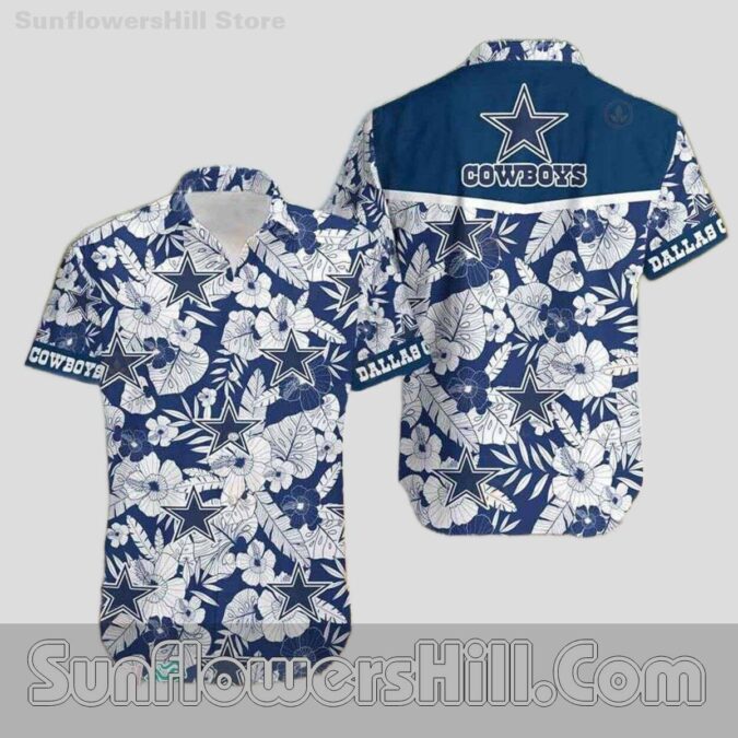 Dallas Cowboys Hibiscus Button Up Shirt for Game Day Fans Dallas Cowboys Hibiscus Button Up Shirt for Game Day Fans