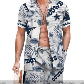 Dallas Cowboys Hibiscus White Hawaiian Shirt for Beach Day Fans