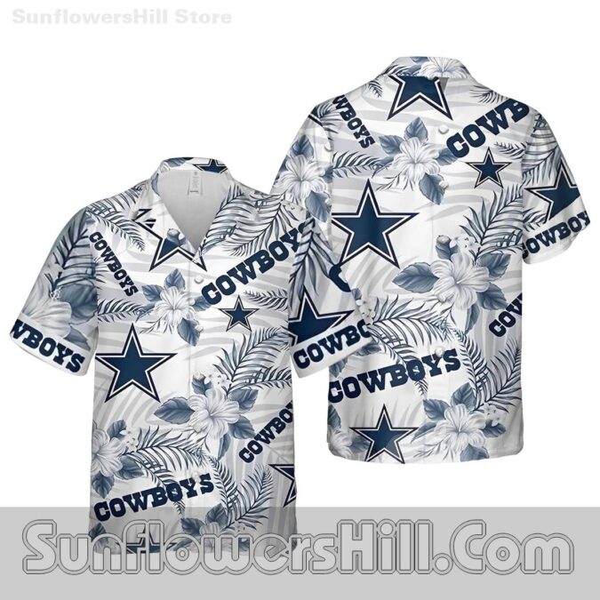 Dallas Cowboys Hibiscus White Hawaiian Shirt for Beach Day Fans