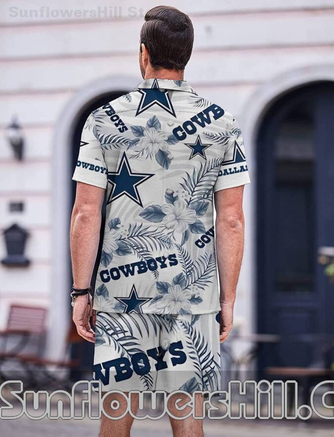Dallas Cowboys Hibiscus White Hawaiian Shirt for Beach Day Fans