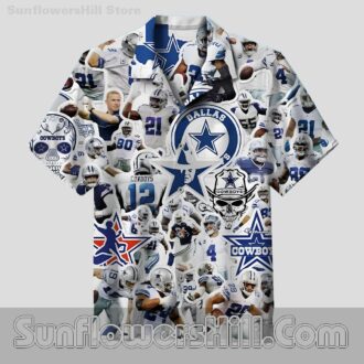 Dallas Cowboys Iconic Player Print Button Up Shirt for NFL Tailgates