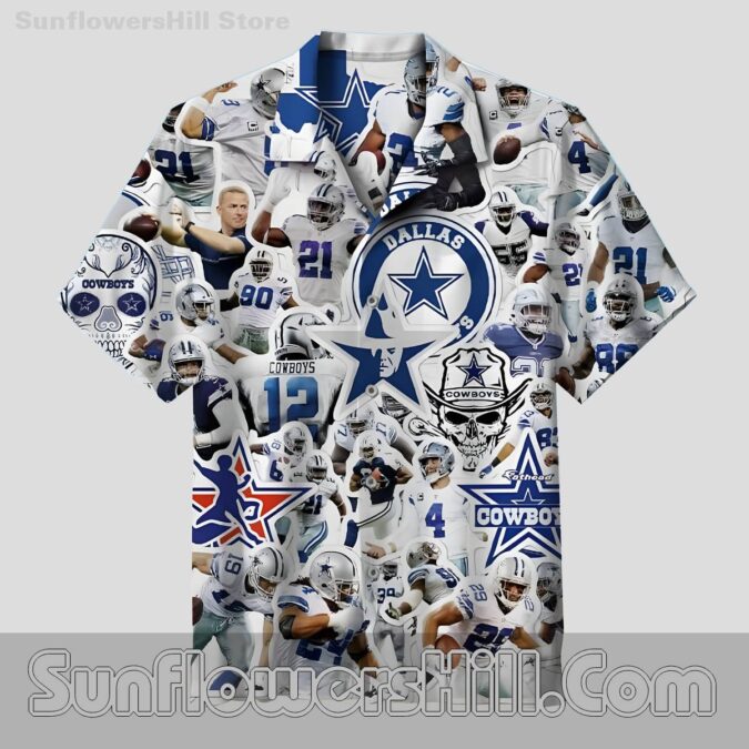 Dallas Cowboys Iconic Player Print Button Up Shirt for NFL Tailgates