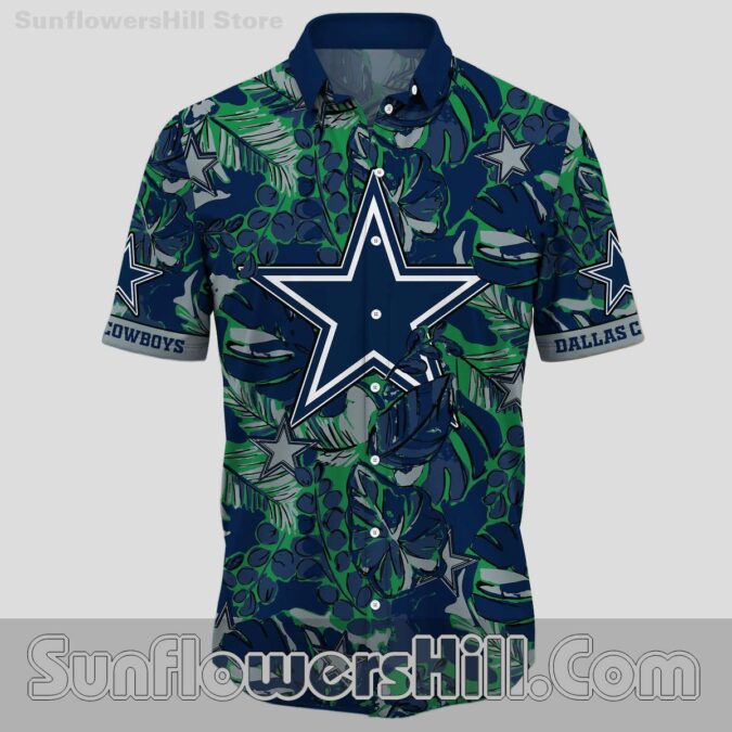 Dallas Cowboys Jungle Leaf Button Up Shirt for Game Day Tailgates