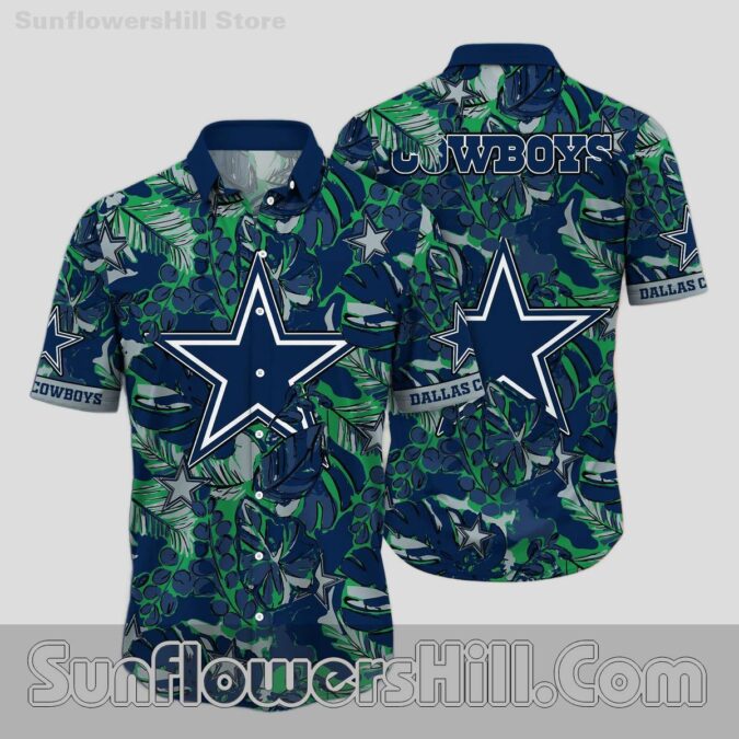 Dallas Cowboys Jungle Leaf Button Up Shirt for Game Day Tailgates
