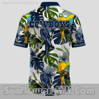 Dallas Cowboys Macaw Bird Aloha Shirt for Backyard BBQ and Tailgates
