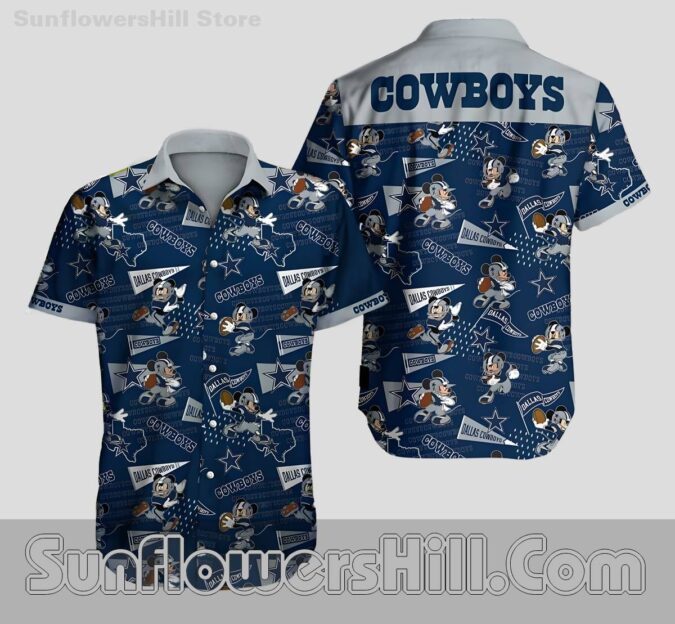 Dallas Cowboys Mickey Mouse Cartoon Hawaiian Shirt for Game Day Dallas Cowboys Mickey Mouse Cartoon Hawaiian Shirt for Game Day
