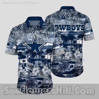 Dallas Cowboys Monochrome Palm Button Up Shirt for Dedicated Fans