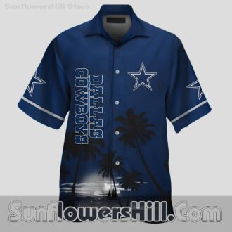Dallas Cowboys Moonlight Palm Tree Button Up Shirt for Summer Fans