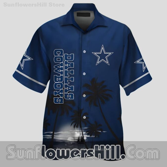 Dallas Cowboys Moonlight Palm Tree Button Up Shirt for Summer Fans Dallas Cowboys Moonlight Palm Tree Button Up Shirt for Summer Fans