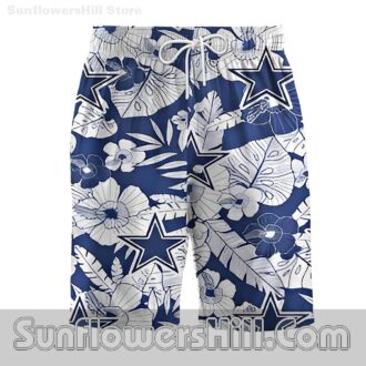 Dallas Cowboys Navy Floral Hawaiian Unisex Shirt and Shorts for Sports Lovers