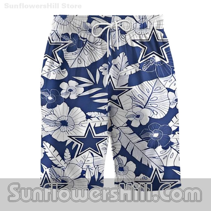 Dallas Cowboys Navy Floral Hawaiian Unisex Shirt and Shorts for Sports Lovers