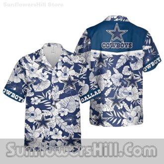 Dallas Cowboys Navy Floral Hawaiian Unisex Shirt and Shorts for Sports Lovers