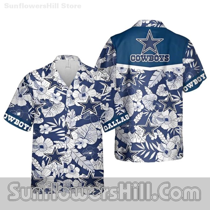 Dallas Cowboys Navy Floral Hawaiian Unisex Shirt and Shorts for Sports Lovers