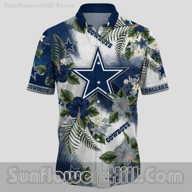 Dallas Cowboys Navy Hibiscus Hawaiian Shirt for Game Day Fans
