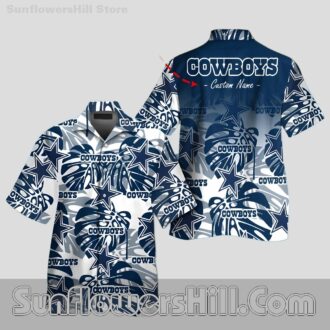 Dallas Cowboys Navy Monstera Button Up Shirt for Fans and Beach Parties