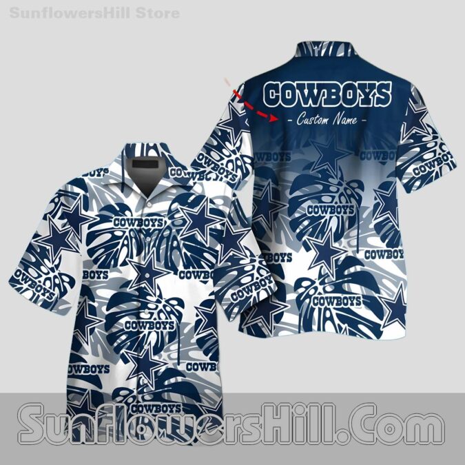 Dallas Cowboys Navy Monstera Button Up Shirt for Fans and Beach Parties Dallas Cowboys Navy Monstera Button Up Shirt for Fans and Beach Parties