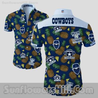 Dallas Cowboys Navy Pineapple Short Sleeve Shirt for Football Vacations