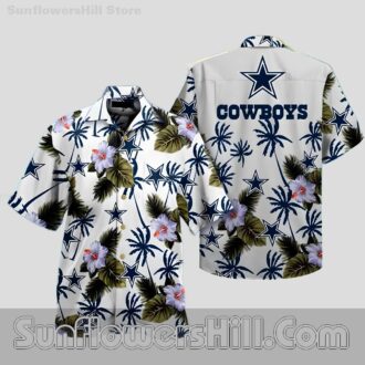 Dallas Cowboys Palm Flower Hawaiian Shirt Family Matching Set, For Beach Trips & Birthday Surprises