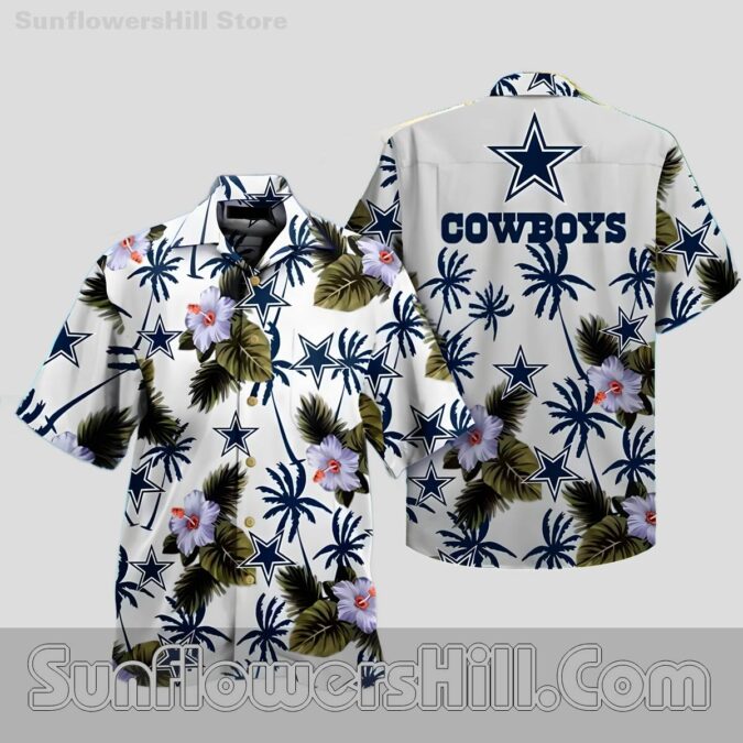 Dallas Cowboys Palm Flower Hawaiian Shirt Family Matching Set, For Beach Trips & Birthday Surprises