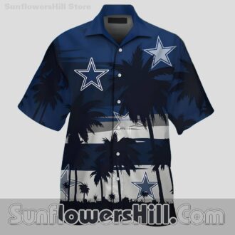 Dallas Cowboys Palm Leaf Button Up Shirt Relaxed Fit, Big & Tall Sizes, Family Vacation Essential