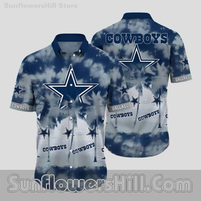 Dallas Cowboys Palm Tree Aloha Shirt for Men Lightweight, Breathable, Ideal for California Game Days