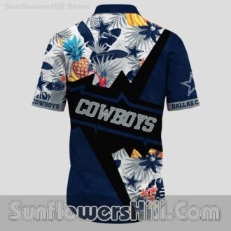 Dallas Cowboys Pineapple Aloha Button Up Shirt for Beach Parties