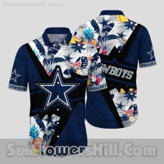 Dallas Cowboys Pineapple Aloha Button Up Shirt for Beach Parties
