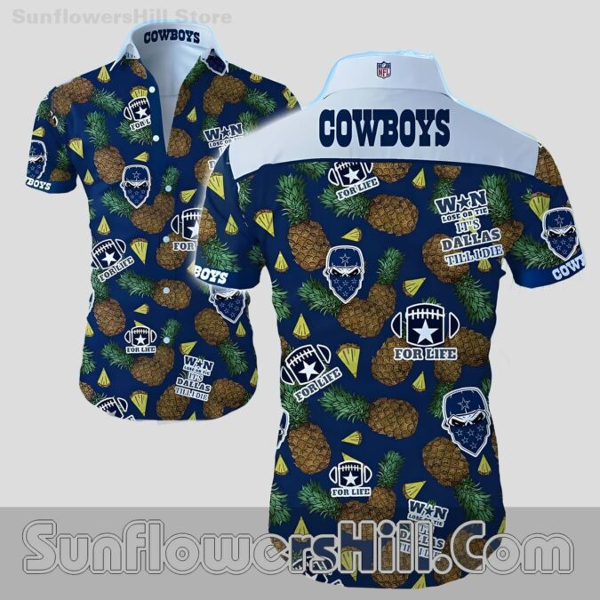 Dallas Cowboys Pineapple and Football Hawaiian Shirt for Game Day