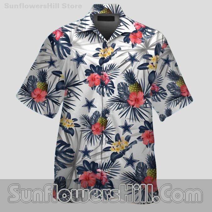 Dallas Cowboys Pineapple and Hibiscus Button Up Shirt for Summer Fun