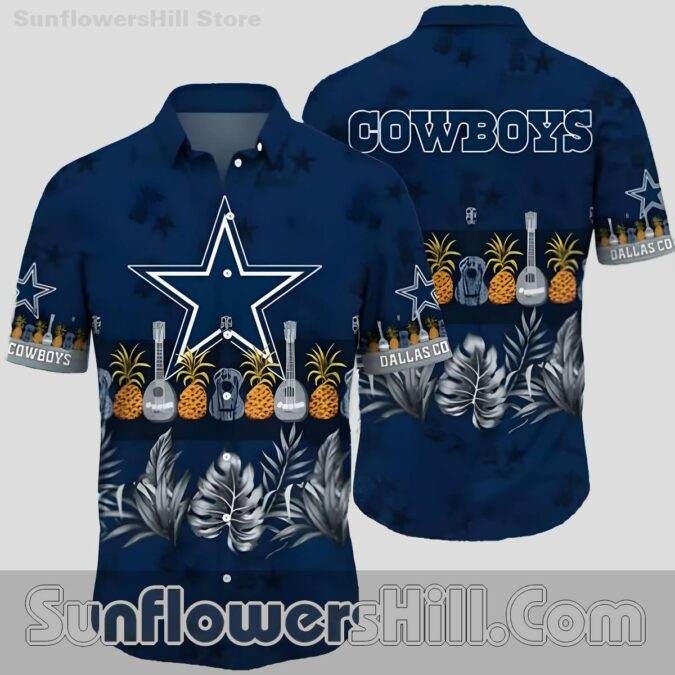 Dallas Cowboys Pineapple Guitar Hawaiian Shirt for Game Day BBQs