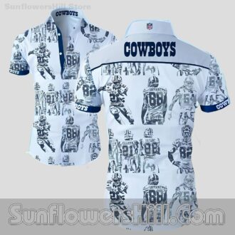 Dallas Cowboys Player Sketch Hawaiian Shirt for Diehard NFL Fans