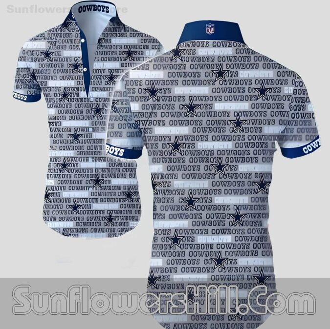 Dallas Cowboys Repeating Star Button Up Shirt for Summer Parties Dallas Cowboys Repeating Star Button Up Shirt for Summer Parties