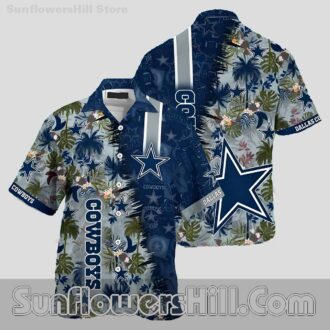 Dallas Cowboys Short Sleeve Casual Shirt with Floral and Star Motif for Summer