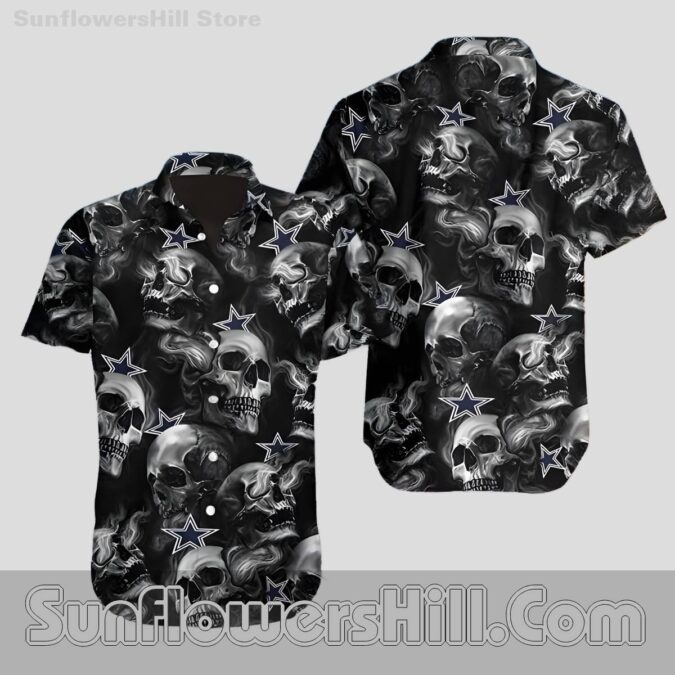 Dallas Cowboys Smoky Skull Aloha Shirt for NFL Halloween Parties