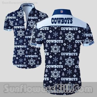 Dallas Cowboys Snowflake Print Hawaiian Shirt for Holiday Parties
