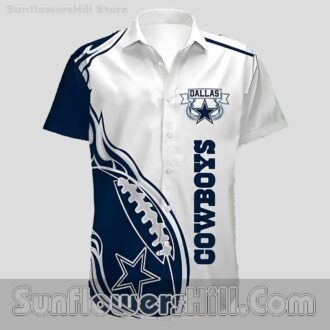 Dallas Cowboys Star and Football Hawaiian Shirt for Game Day Fans