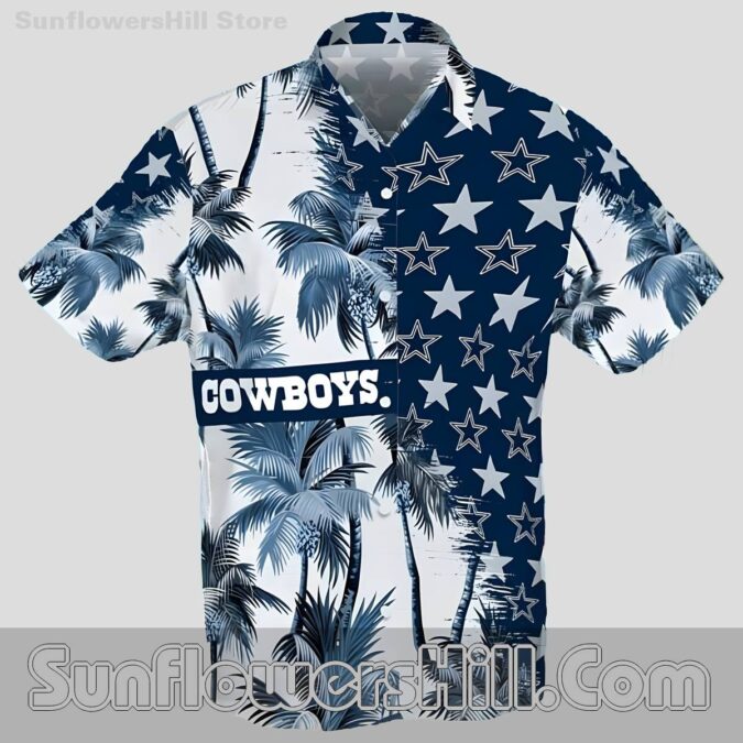 Dallas Cowboys Star and Palm Leaf Hawaiian Shirt for Game Day