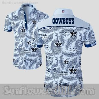 Dallas Cowboys Star and Peacock Print Casual Shirt for Beach Trips