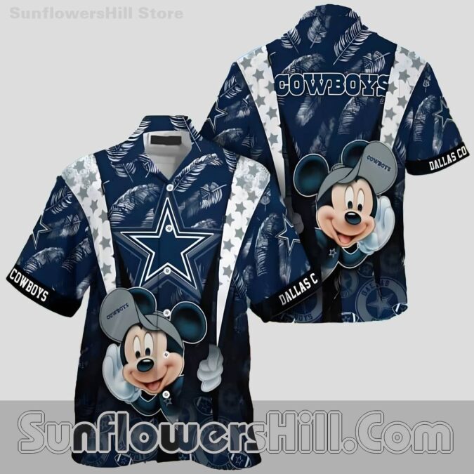 Dallas Cowboys Star Cartoon Mickey Casual Shirt for Family BBQs