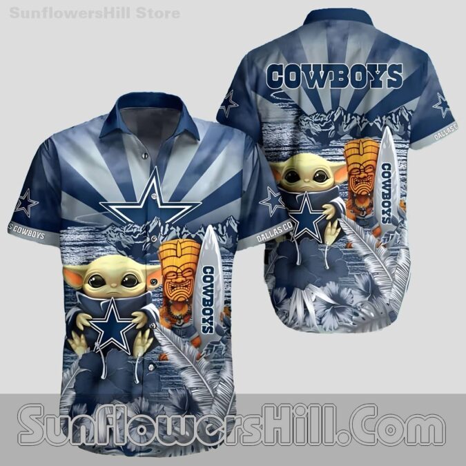 Dallas Cowboys Star Wars Hawaiian Shirt with Baby Yoda for Beach Days