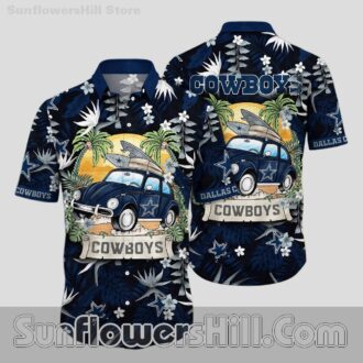 Dallas Cowboys Sunset Surf Car Hawaiian Shirt for Beach Getaway