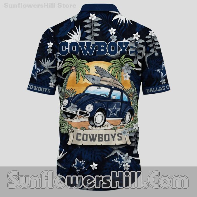 Dallas Cowboys Sunset Surf Car Hawaiian Shirt for Beach Getaway