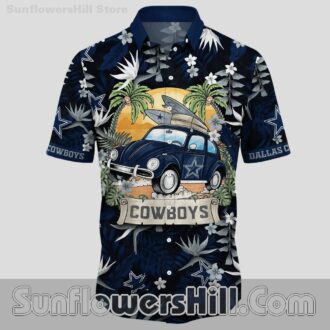 Dallas Cowboys Sunset Surf Car Hawaiian Shirt for Beach Getaway