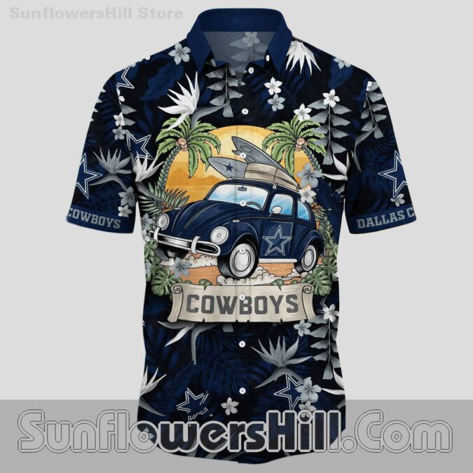 Dallas Cowboys Sunset Surf Car Hawaiian Shirt for Beach Getaway