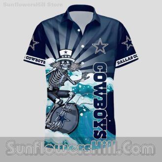 Dallas Cowboys Surf Skeleton Hawaiian Shirt for Beach Trips and Game Days