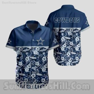 Dallas Cowboys Surfboard Floral Button Up Shirt for Summer Tailgates