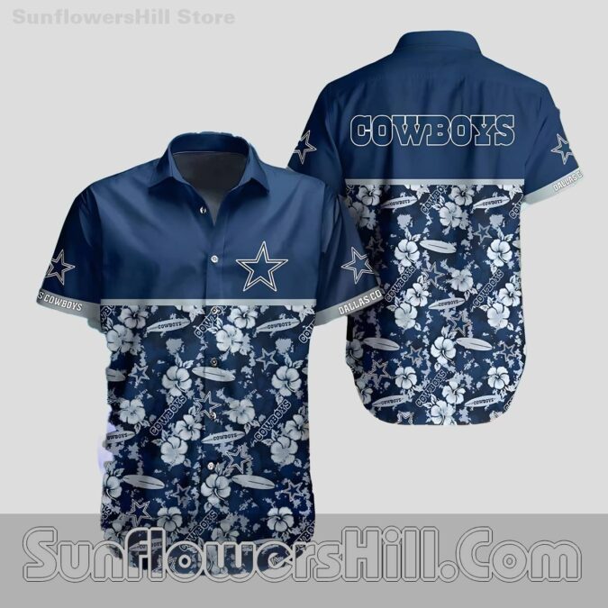Dallas Cowboys Surfboard Floral Button Up Shirt for Summer Tailgates