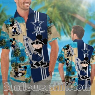 Dallas Cowboys Surfboard Mickey Hawaiian Shirt for Beach Trip Fans